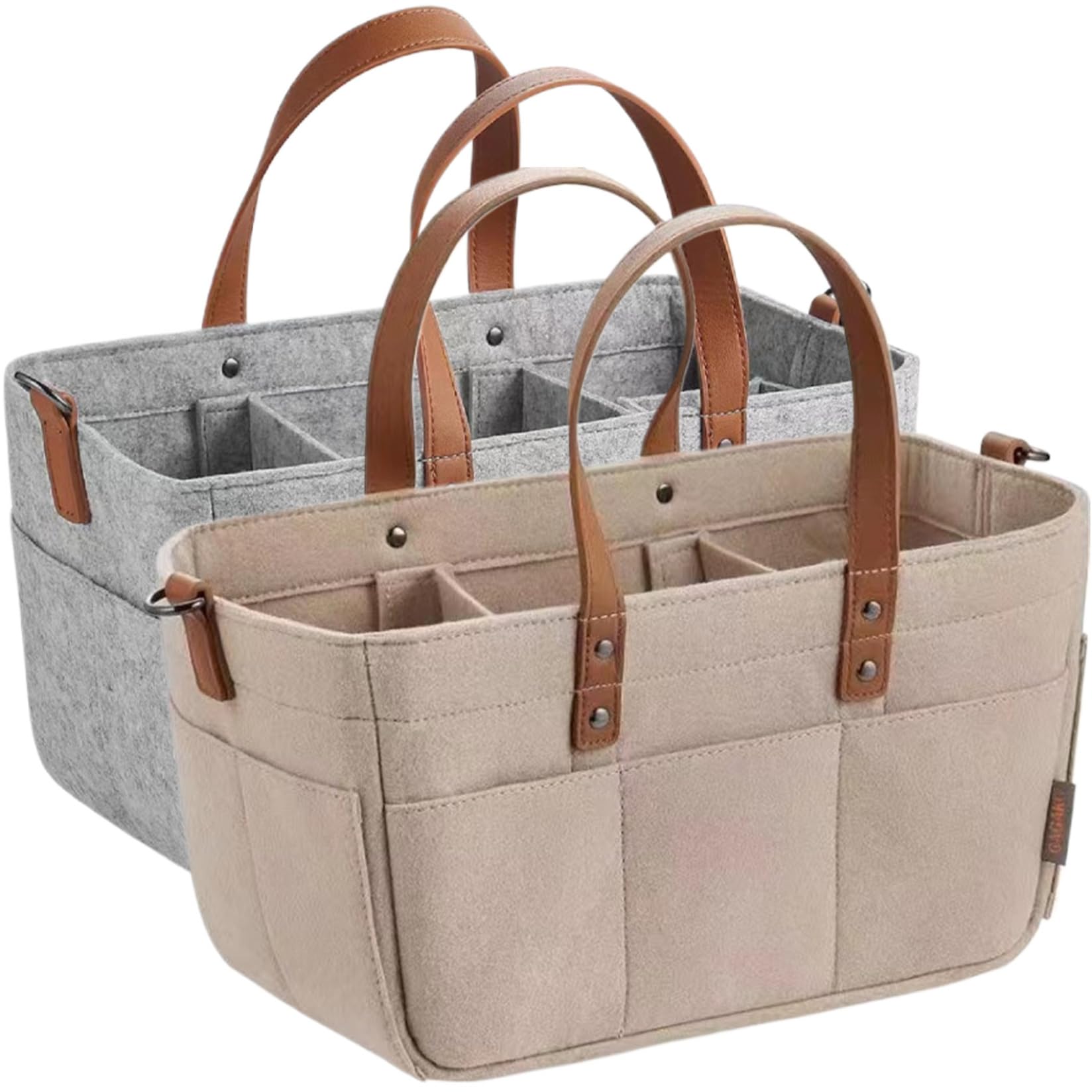 Portable Baby Diaper Caddy Organizer - Foldable Nursery Storage Bag for Diapers, Wipes & Essentials - Grey Felt Changing Table Organizer - Perfect for Nursery, Travel & On-the-Go Parents