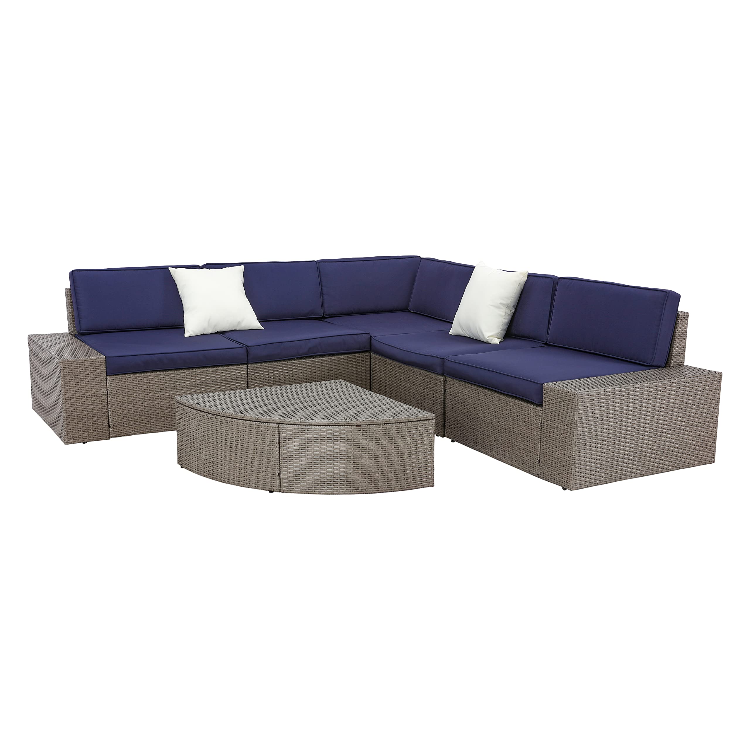 PatioFestival 6-Piece Outdoor Patio Furniture Set - All-Weather PE Rattan Wicker Sectional Sofa with 3.9