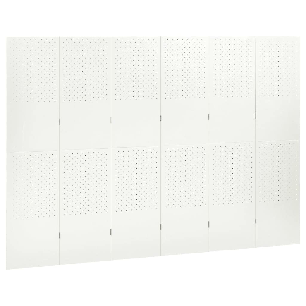 vidaXL White 6-Panel Steel Room Divider - 94.5