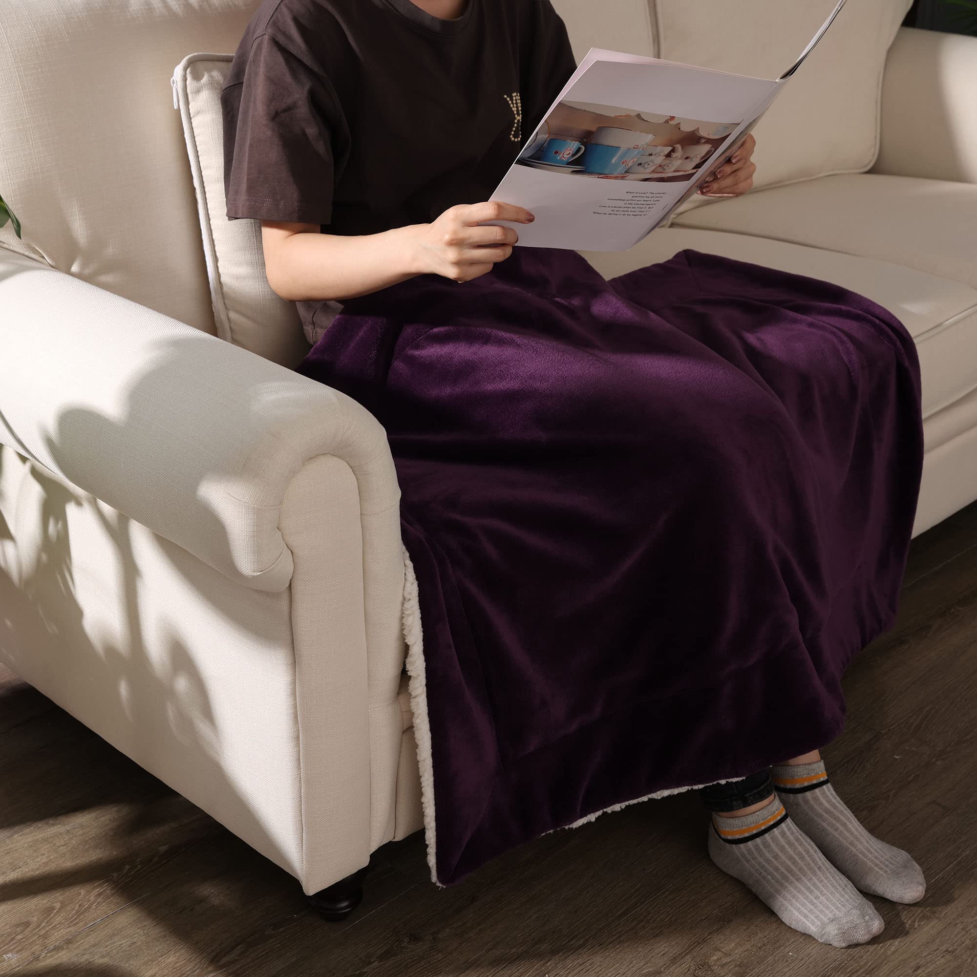 NANPIPER Baby Sherpa Blanket - Ultra Soft Fleece Toddler Throw Blanket for Newborn & Infant - Warm Winter Blanket 30x40 Inches (Purple) - Perfect for Nursery, Stroller, Car Seat & Cuddling