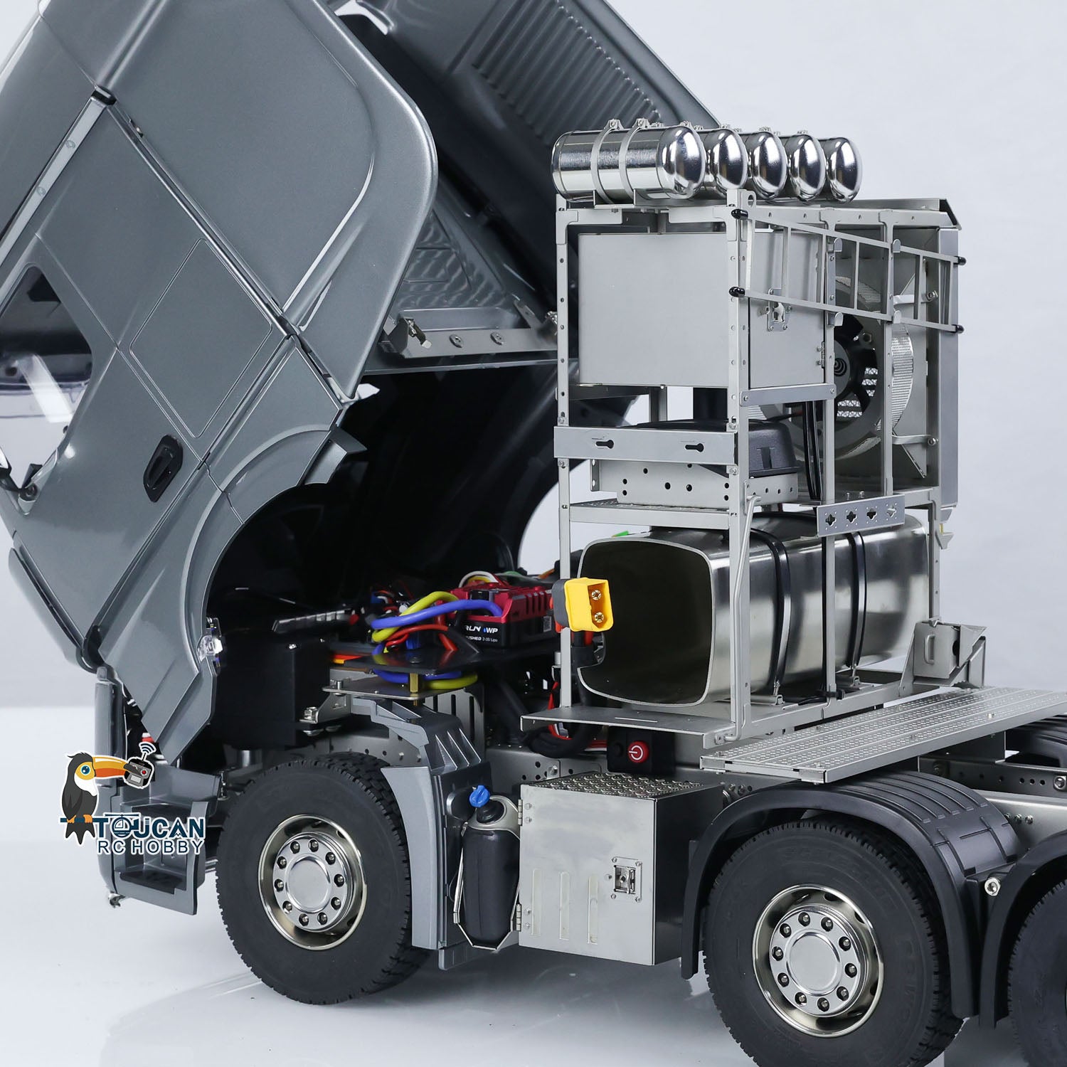 1/14 Scale 10x10 Metal Chassis Remote Control Tractor Truck - 3363 Lorry RTR RC Car Model with High Roof, 3-Speed Transmission & Differential Lock Axles - Perfect for Off-Road Racing and Heavy Duty Simulation Play