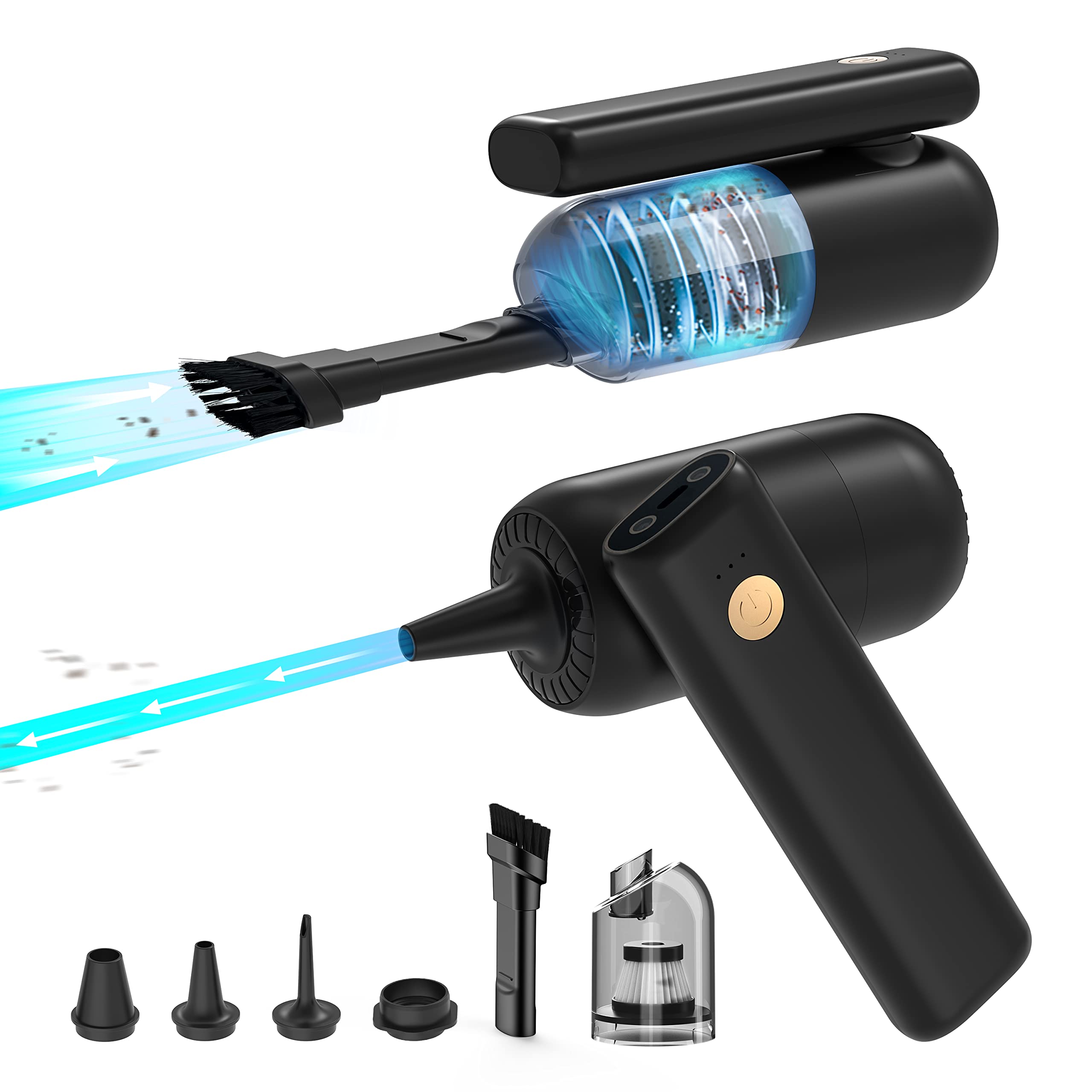 Portable Cordless Compressed Air Duster - Mini Air Blower & Vacuum Cleaner for Computers, Keyboards, Cars, Home & Office | Reusable Electric Canned Air Alternative for PC Cleaning, Electronics Maintenance & Dust Removal