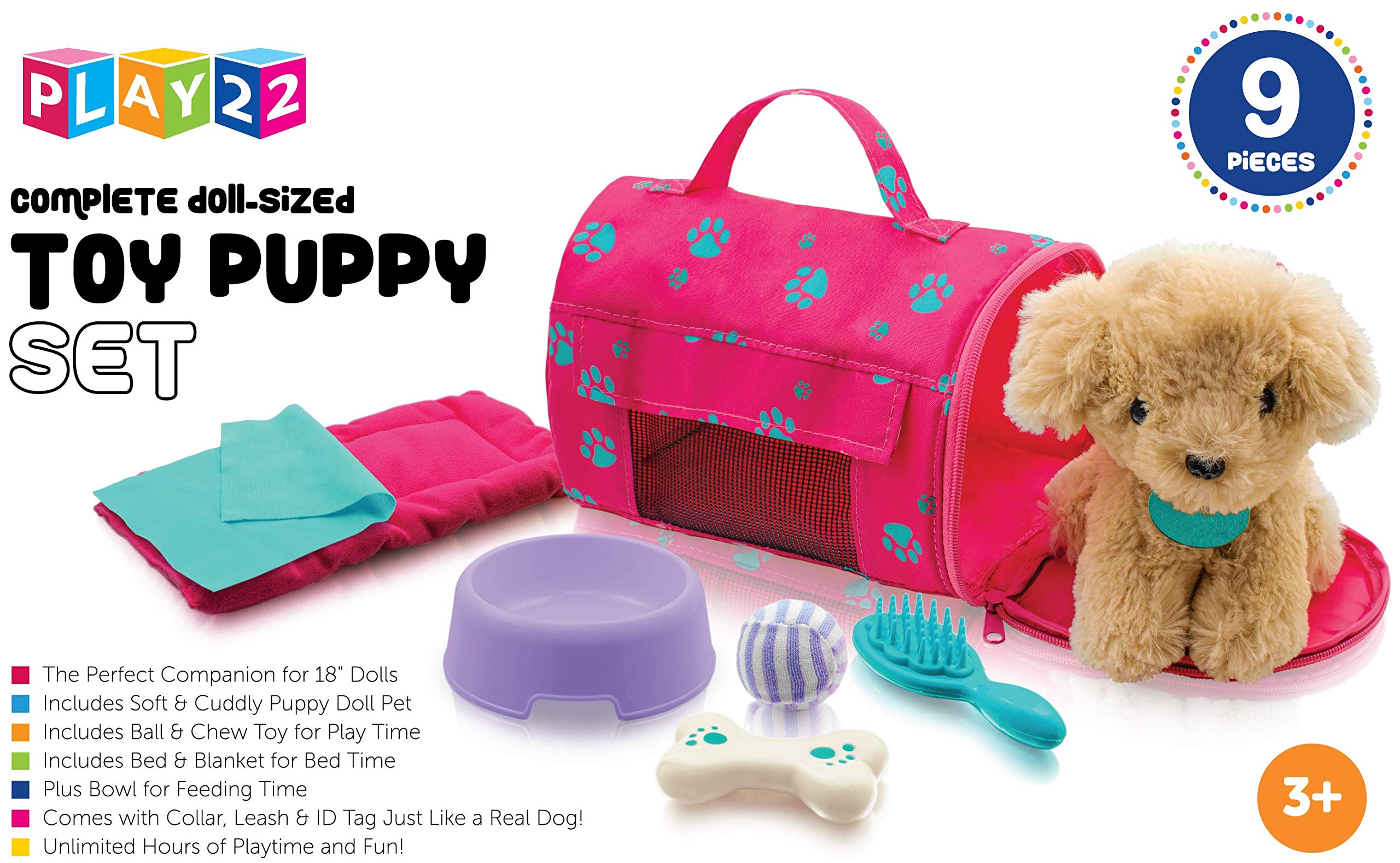 Play22 Plush Puppy Doll Set - 9PCS Kids Toys for 18