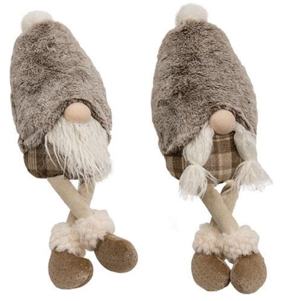Mr. & Mrs. Fuzzy Brown Gnome Set of 2 - Cute Garden Decor for Outdoor & Indoor Home Decor - Perfect for Patio, Yard, and Christmas Decorations