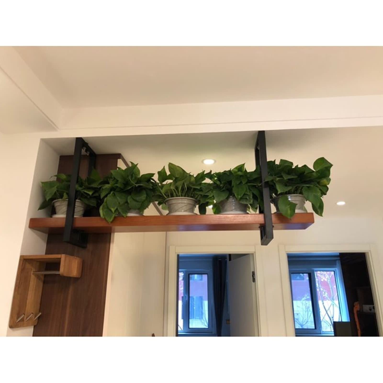 European Style Wrought Iron Floating Wine Rack - Solid Wood Single Layer Wall Mounted Hanging Shelf for Kitchen, Bar, Restaurant & Living Room - Easy Installation for Home Decor and Wine Storage
