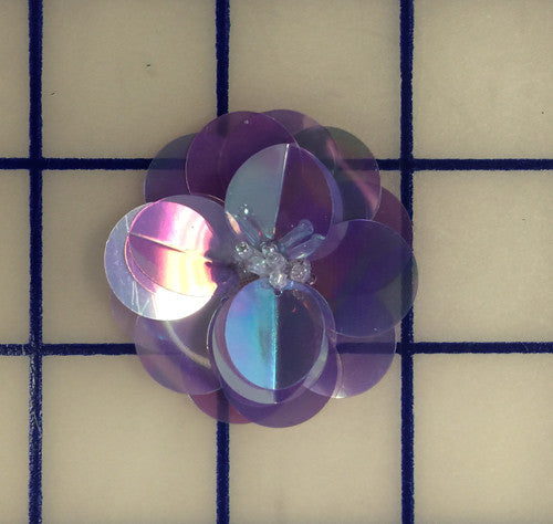 Iridescent Sequined Flower Applique - Purple Embellishment for DIY Crafts, Costumes & Home Decor