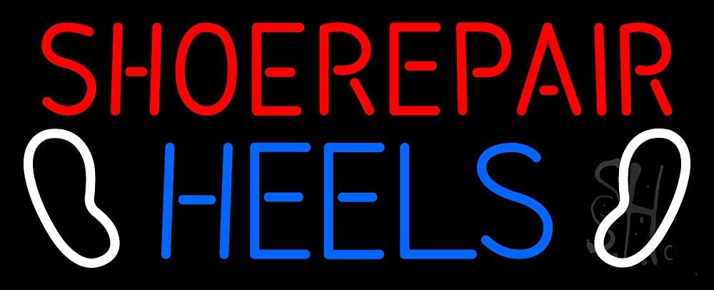 Premium Shoe Repair Heels LED Neon Sign - 10x24 Inches with Dimmer, Black Square Cut Acrylic Backing - Bright Indoor Store Decor for Shoe Shops, Boutiques & Retail Storefronts - Perfect for Window Displays & Shop Interior Lighting