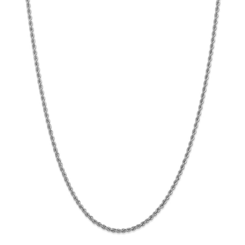 14k White Gold Handmade Rope Chain Necklace 2.5mm - Elegant Jewelry for Women