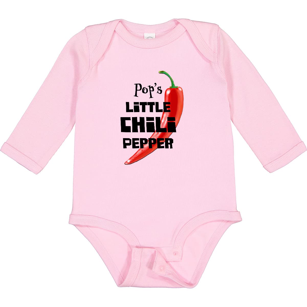 Inktastic Pop's Little Chili Pepper Baby Long Sleeve Bodysuit - Soft Cotton Infant Onesie for Boys & Girls - Perfect for Family Photos, Holidays & Everyday Wear