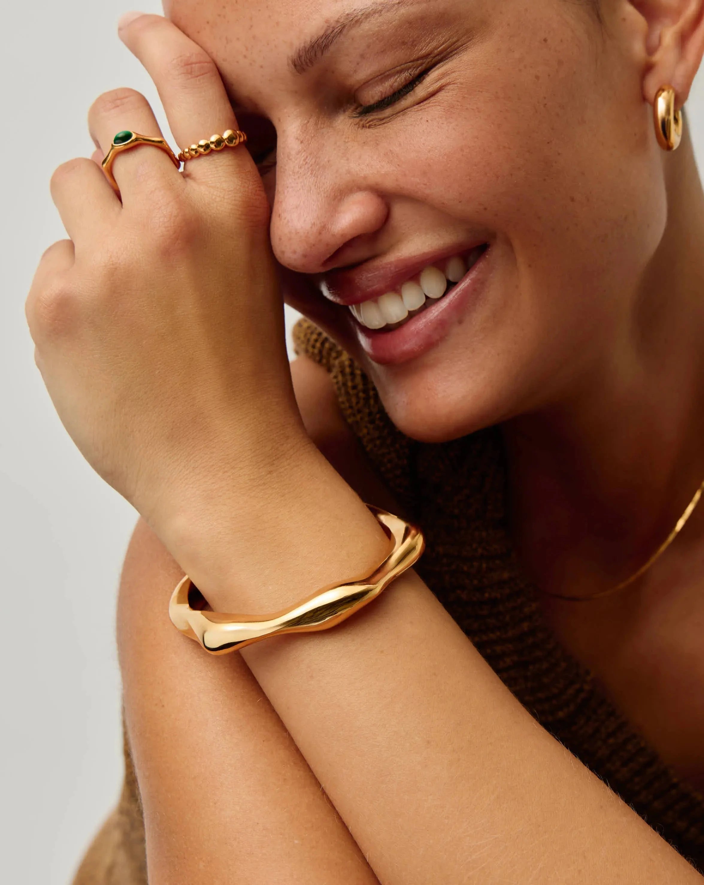 Eny Puffy Cuff Bracelet for Women - 18k Gold Plated Adjustable Bangle - Elegant Stackable Bracelet for Everyday Wear, Parties & Special Occasions