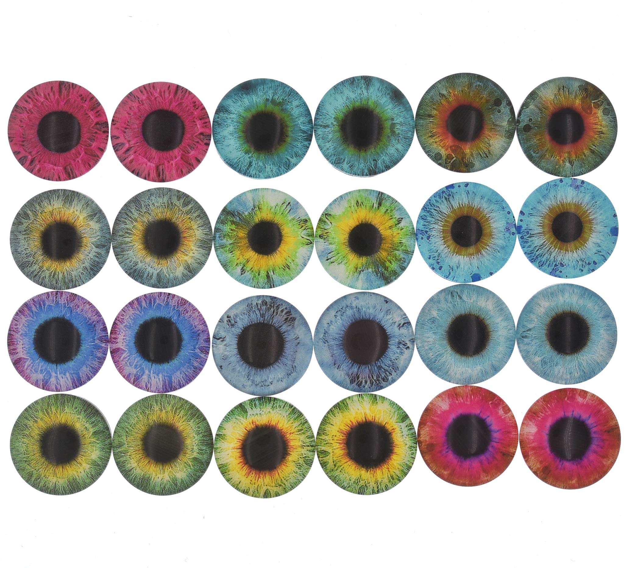 10 Pairs 30mm Glow in The Dark Glass Round Pupil Eyes - Flatback Dome Glass Cabochons for DIY Crafts, Polymer Clay Eyes, Jewelry Making & Resin Art Projects - Perfect for Halloween Decorations, Cosplay Accessories & Doll Making