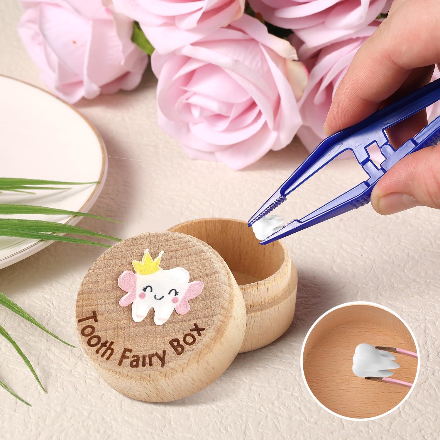 Wooden Tooth Keepsake Box for Kids - Cute Baby Tooth Storage Holder for Boys & Girls | First Tooth Memory Box, Tooth Fairy Gift, Nursery Decor