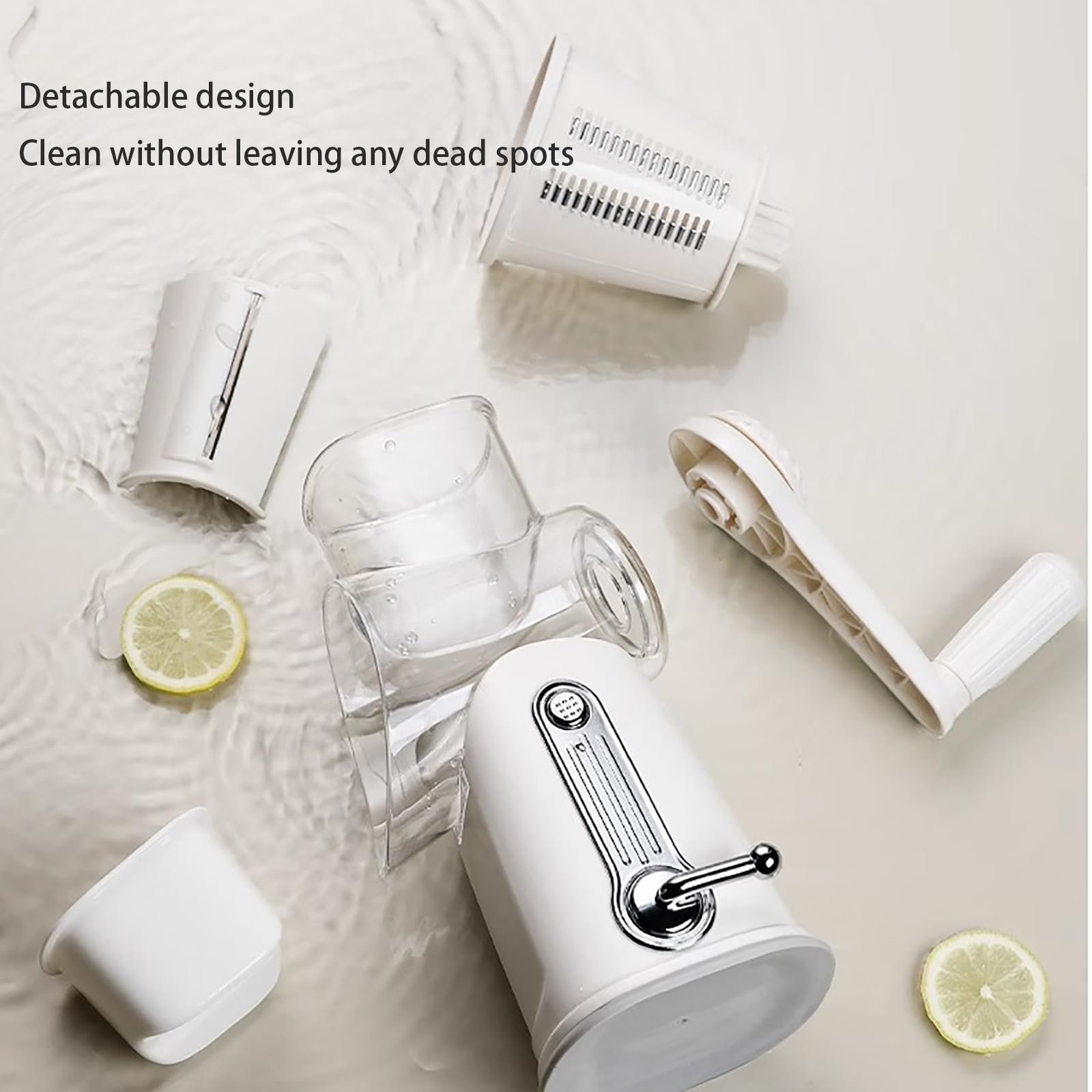 Premium Rotary Cheese Grater & Vegetable Slicer - 5 Interchangeable Blades for Fruits, Cheese & Veggies | Easy-Clean Kitchen Mandoline | Perfect for Salads, Pasta Garnish & Meal Prep (White)