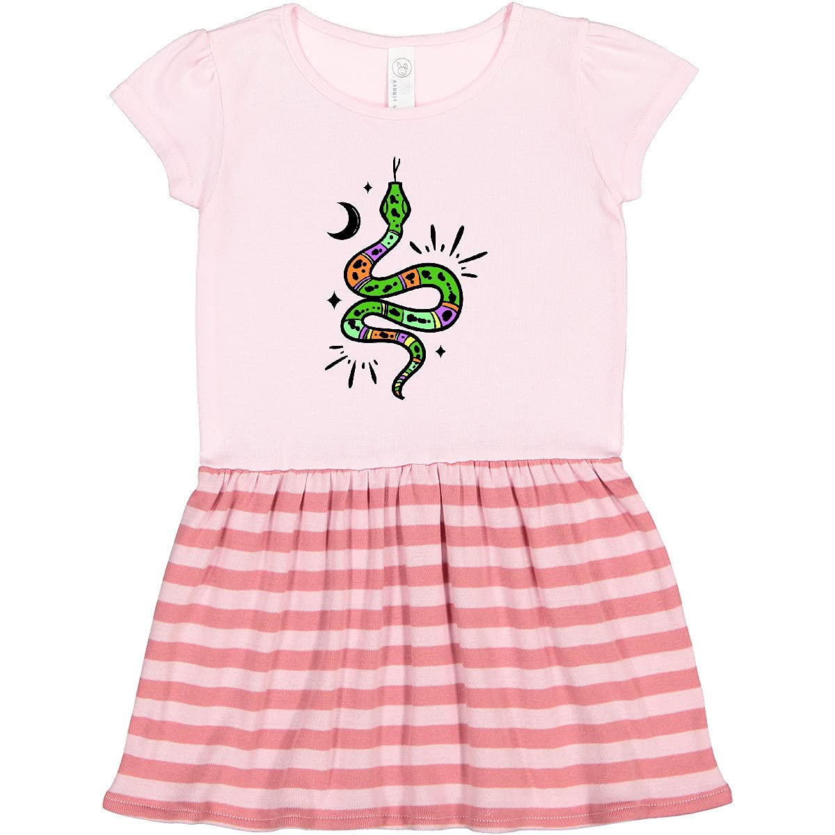 Inktastic Snake and Moon Toddler Dress - Cute Baby Girl Outfit for Playdates, Parties & Everyday Wear | Soft Cotton Comfort