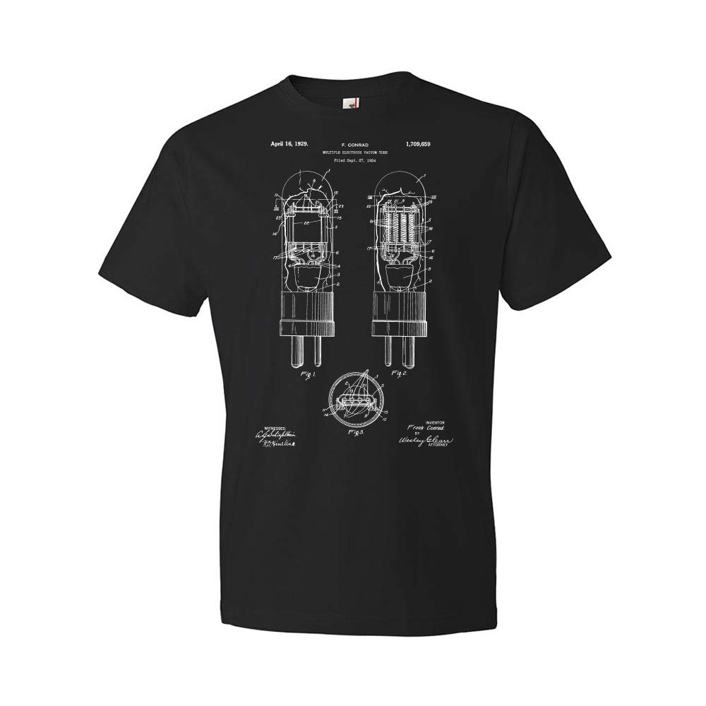 Patent Earth Vacuum Tube T-Shirt | Science & Technology Graphic Tee | Gift for Engineers & Teachers | Perfect for STEM Classrooms, Science Conventions & Geek Fashion