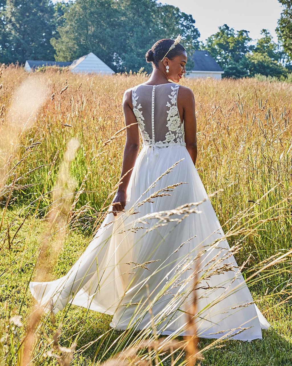 Jenny Yoo Elinor Wedding Gown - Elegant A-Line Bridal Dress with Lace Details | Perfect for Beach, Church & Formal Weddings
