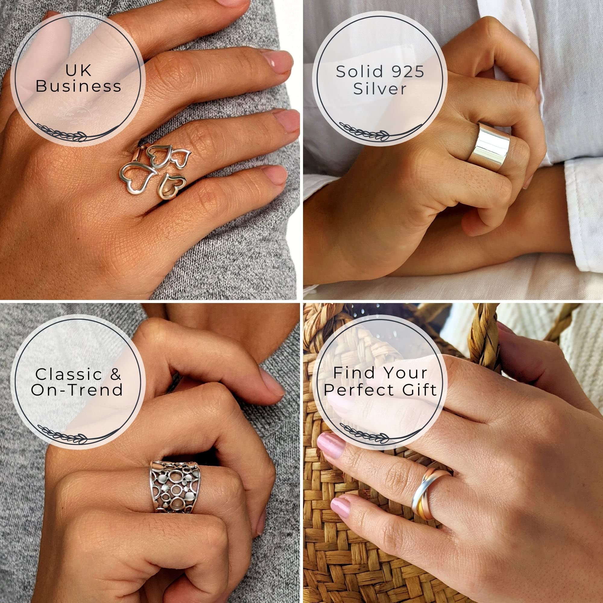 925 Sterling Silver Rings for Women - Elegant Cluster Bead & Moving Ball Bell Charm Rings | Dainty Statement Jewelry | Perfect for Parties, Weddings & Everyday Wear