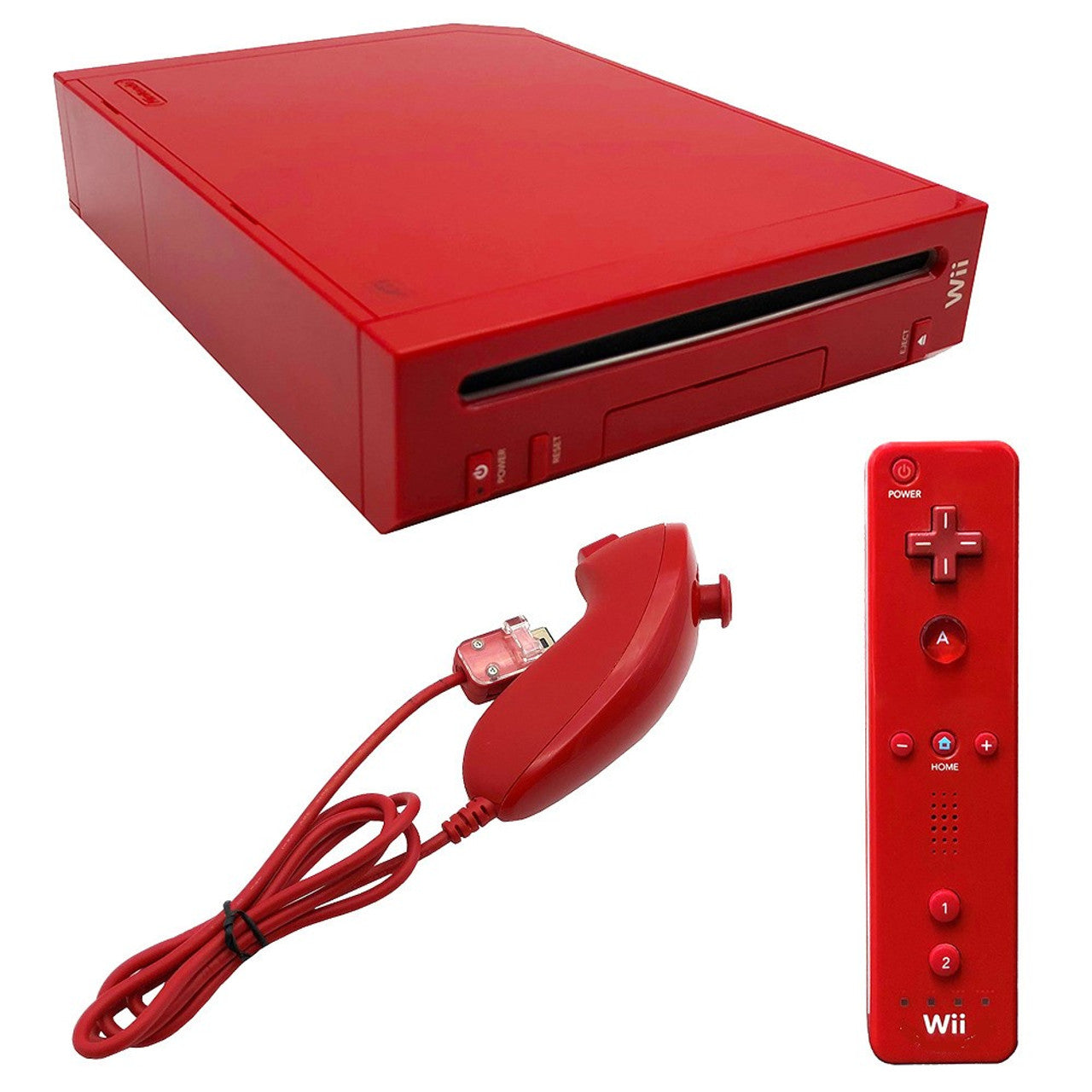 Nintendo Wii Console RVL 001 - Red Backwards Compatible Gaming System for Family Fun & Classic Games