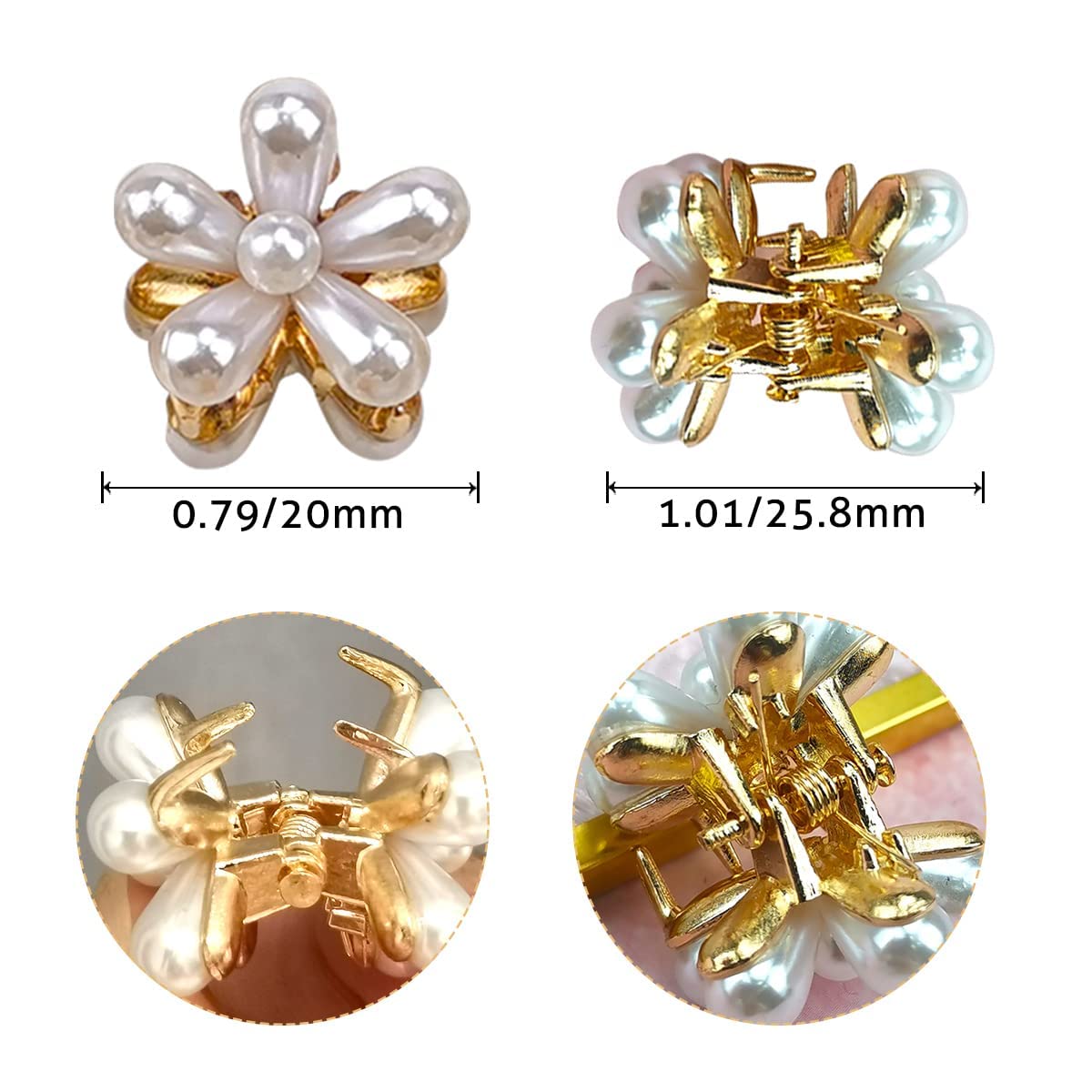 ADORNISH 6-Piece Flower Pearl Hair Clips Set - Mini Hair Claws for Women & Girls, Bridal Hair Accessories Gift for Wedding, Bridesmaid, Prom - Perfect for Updos, Half-Up Styles & Special Occasions