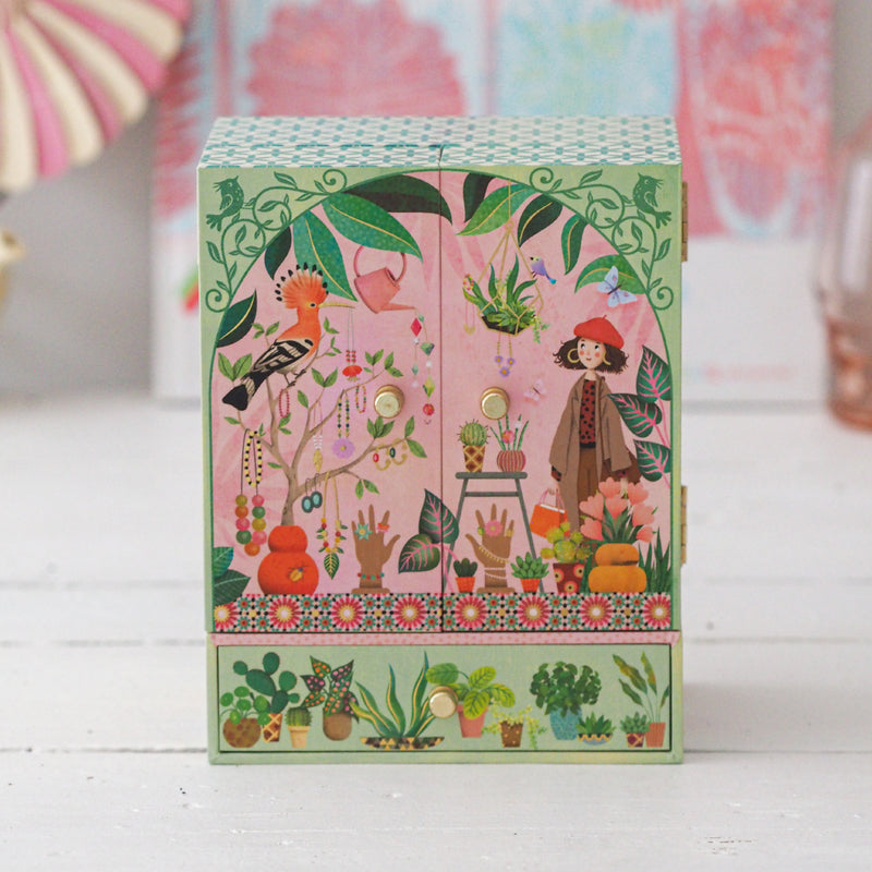 Djeco Secret Garden Music Box - Handcrafted Wooden Musical Jewelry Box with Delicate Floral Design - Perfect for Gifts, Home Decor, and Keepsake Storage