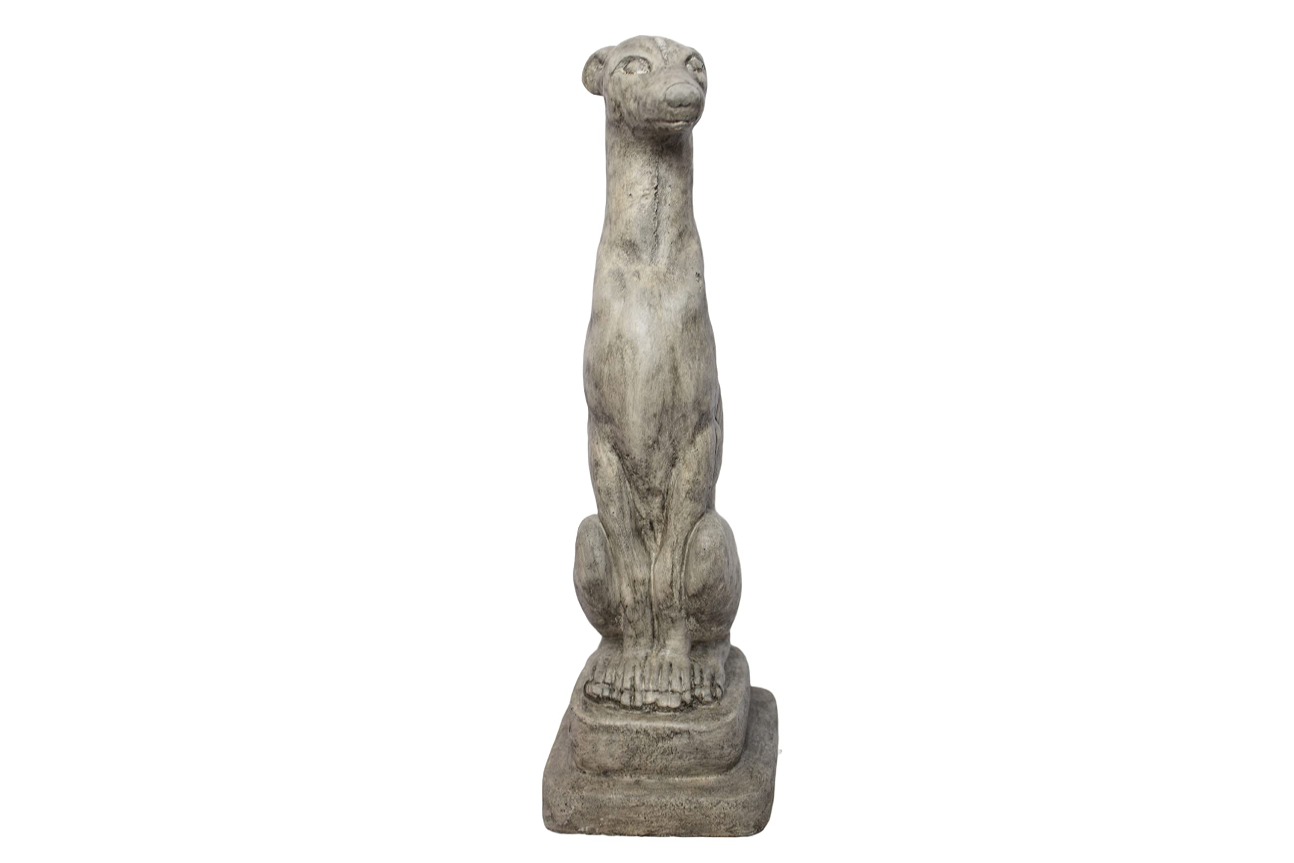 Solid Rock Stoneworks Small Whippet Dog Garden Statue - 20 Inch Tall Pre-Aged Outdoor Decor for Patio, Lawn, or Flower Bed