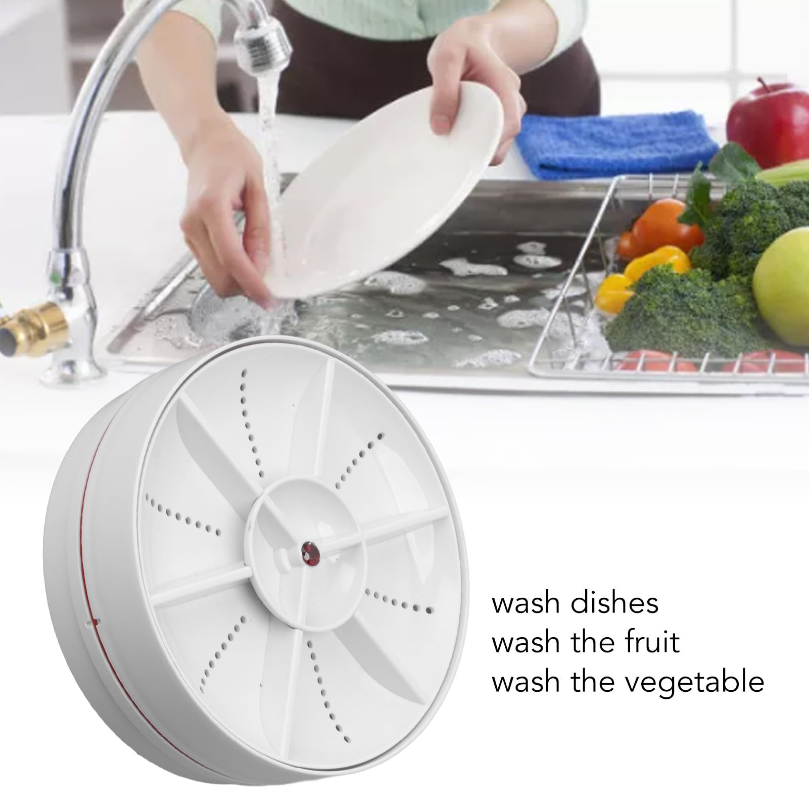 Portable Mini Dishwasher - Compact Countertop Dishwasher for Small Spaces, 18W 8.5V 2000mAh, Perfect for Dishes, Fruits & Vegetables (White) - Ideal for Dorms, RVs, Camping & Small Apartments