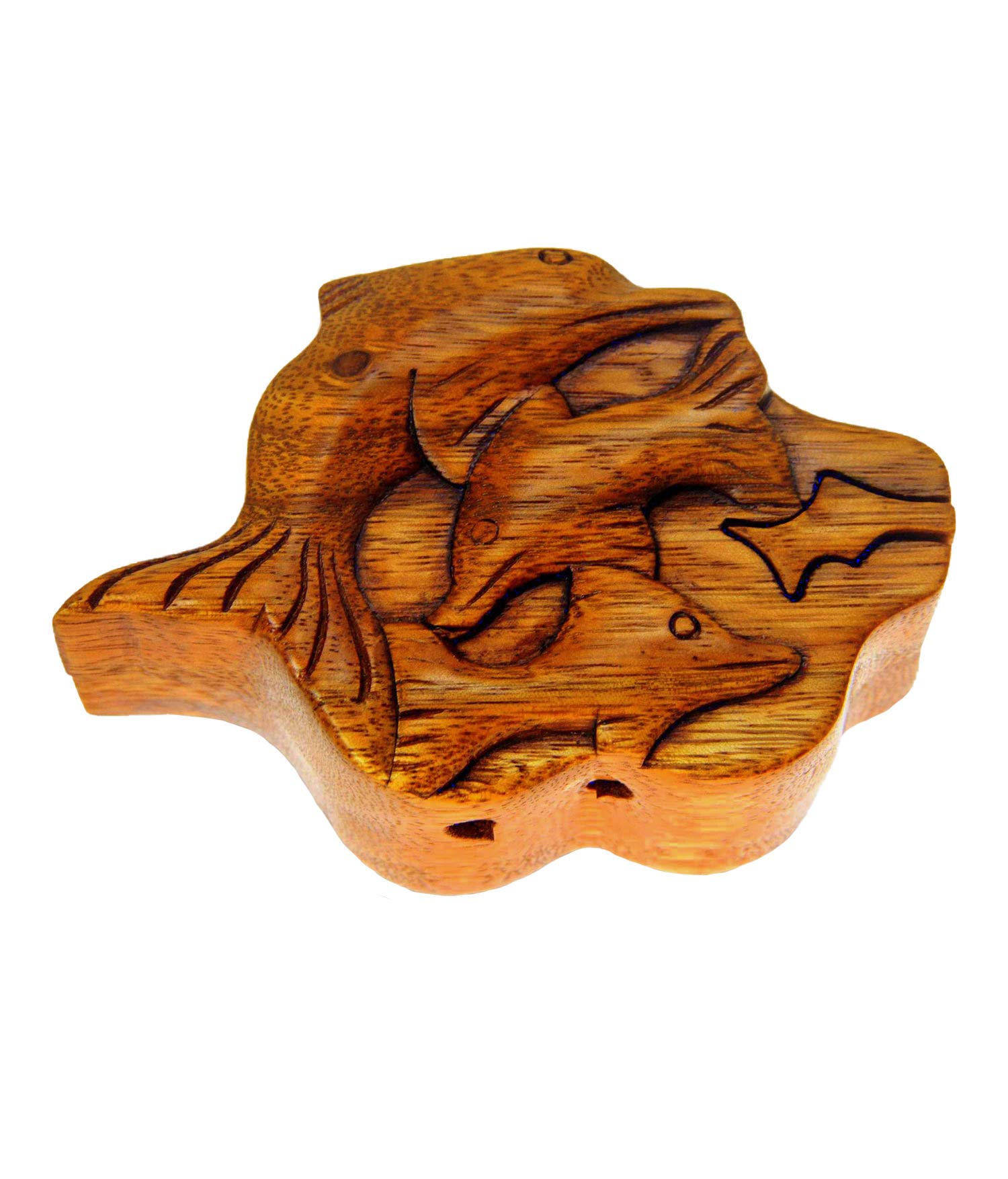 Handcrafted Wooden Dolphin Jewelry Box with Secret Compartment - Nautical Home Decor Gift for Women, Perfect for Storing Rings, Necklaces & Keepsakes | Bedroom Vanity, Bathroom Organizer, Beach House Decor
