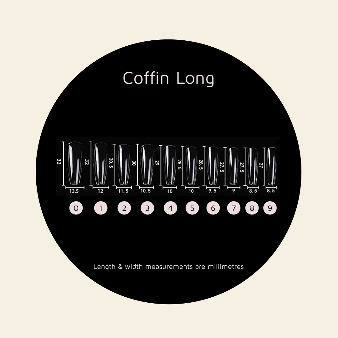 Premium Mitty Coffin Full Cover Nail Tips - Long Lasting Acrylic Press On Nails with Glue - Perfect for Salon Quality Manicures, Parties & Special Occasions
