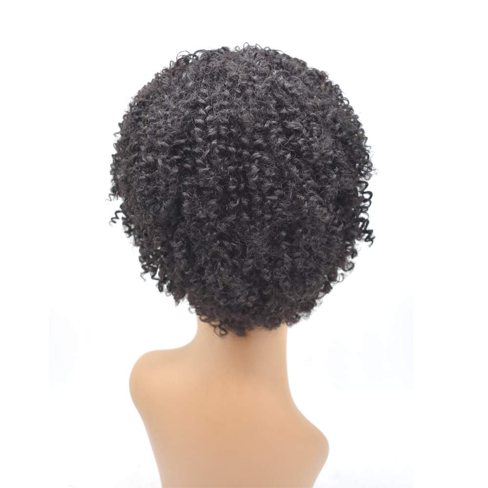 Afro Human Hair Wig with Bangs - Curly Black Wig for Black Women | 150% Density Glueless Full Wig | No Lace Front | Natural Kinky Curly Texture (#1B Off Black) - Perfect for Daily Wear, Cosplay & Special Occasions