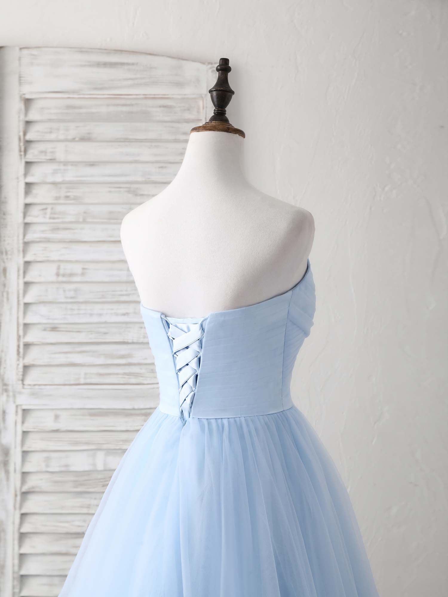 Elegant Sweetheart Neckline Blue Tulle Long Prom Dress - Perfect for Evening Gala, Homecoming Dance & Formal Events