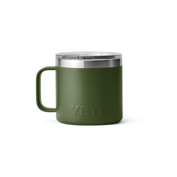 Yeti Rambler 14 Oz Stainless Steel Insulated Mug with Lid - Highlands Olive Green, Perfect for Coffee, Tea & Outdoor Adventures