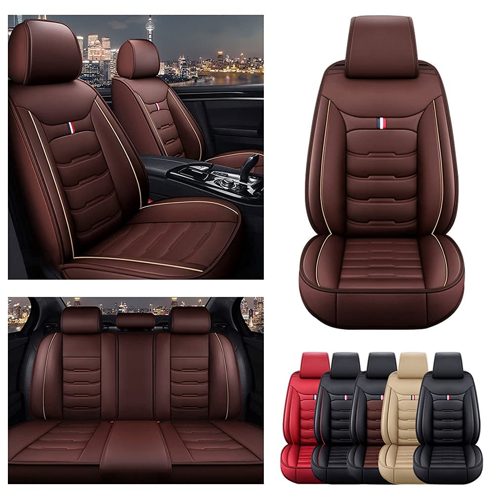 Luxury PU Leather Front & Rear Seat Covers for Nissan Titan 2004-2018 - Comfortable, Durable & Wear-Resistant Brown Car Seat Protectors - Perfect for Daily Commuting, Road Trips & Truck Interior Protection
