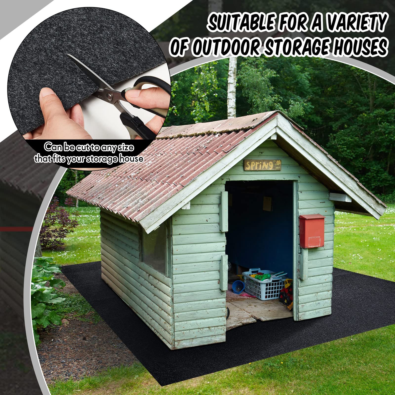 Haull 2-Pack 6x4 ft Waterproof Outdoor Storage Shed Floor Mat - Non-Slip Carport & Patio Furniture Protector for Garages, Decks & Backyards