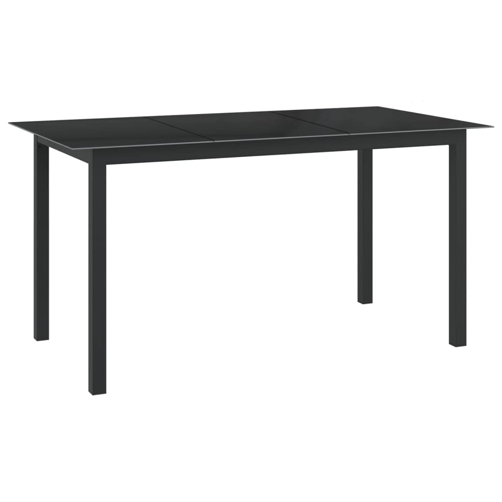 Black Aluminum & Glass Outdoor Patio Dining Table 59.1