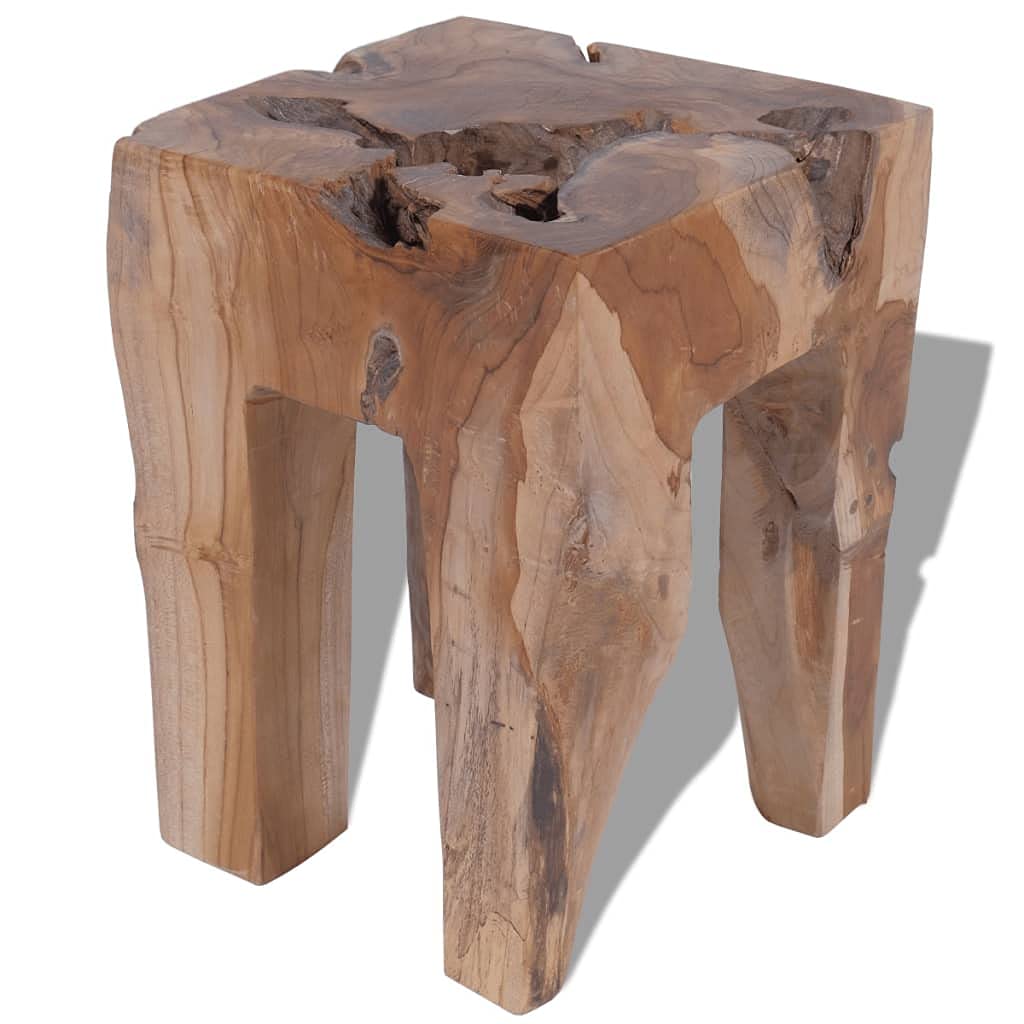 **Solid Teak Wood Garden Stool - Natural Side Table, Plant Stand & Bedside Frame - Multifunctional Home & Garden Decor for Indoor & Outdoor Use**