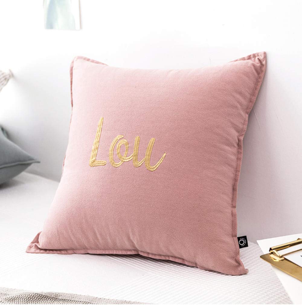 QWE Embroidered Cotton Linen Square Pillow - 45x45cm Sofa Cushion for Living Room, Bed & Car Decor - Breathable Home Decorative Throw Pillow