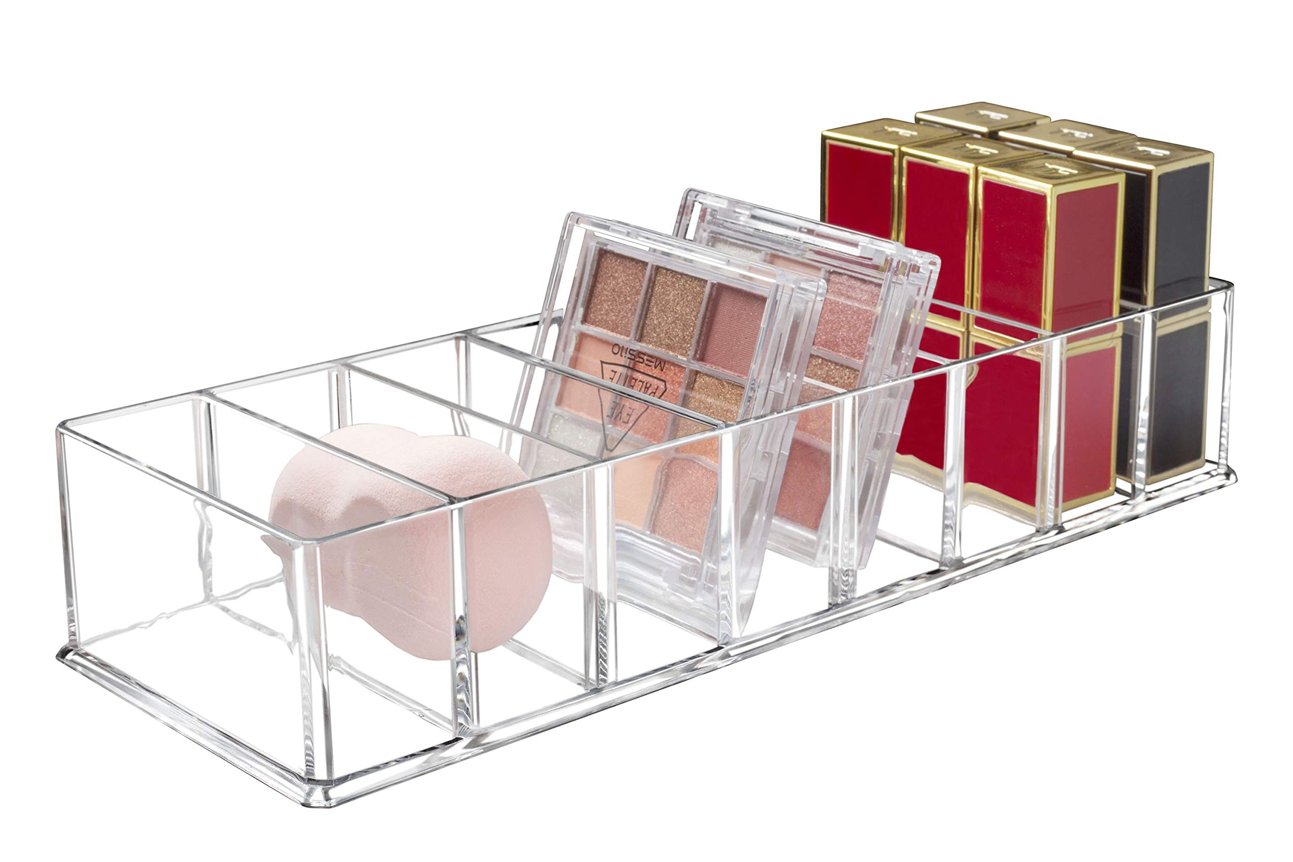 8-Compartment Acrylic Makeup Organizer with Detachable Drawers - Clear Cosmetic Storage Box for Jewelry, Cosmetics & Accessories - Perfect for Vanity, Bathroom, Dresser & Kitchen Organization