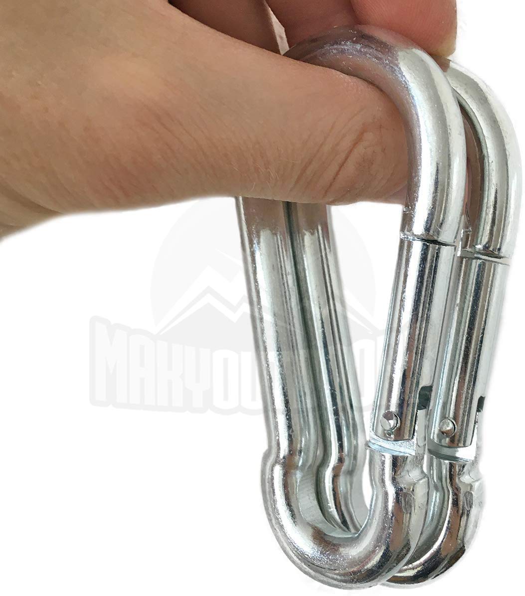 Heavy Duty Carabiners 3.5 Inch - 660LB Weight Capacity Per Clip - Anti-Rust Snap Hook with Strong Spring Action - Perfect for Hammocks, Punching Bags, Swing Chairs, Gym Equipment & Outdoor Activities