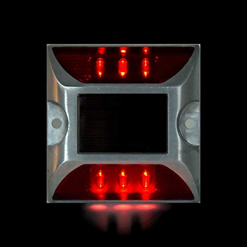 6 LED Solar Powered Road Stud Lights - Waterproof Outdoor Driveway Marker for Parking Lots, Pathways & Garden Borders (Set of 10) | Durable Ground Lighting for Driveways, Walkways & Landscape Safety