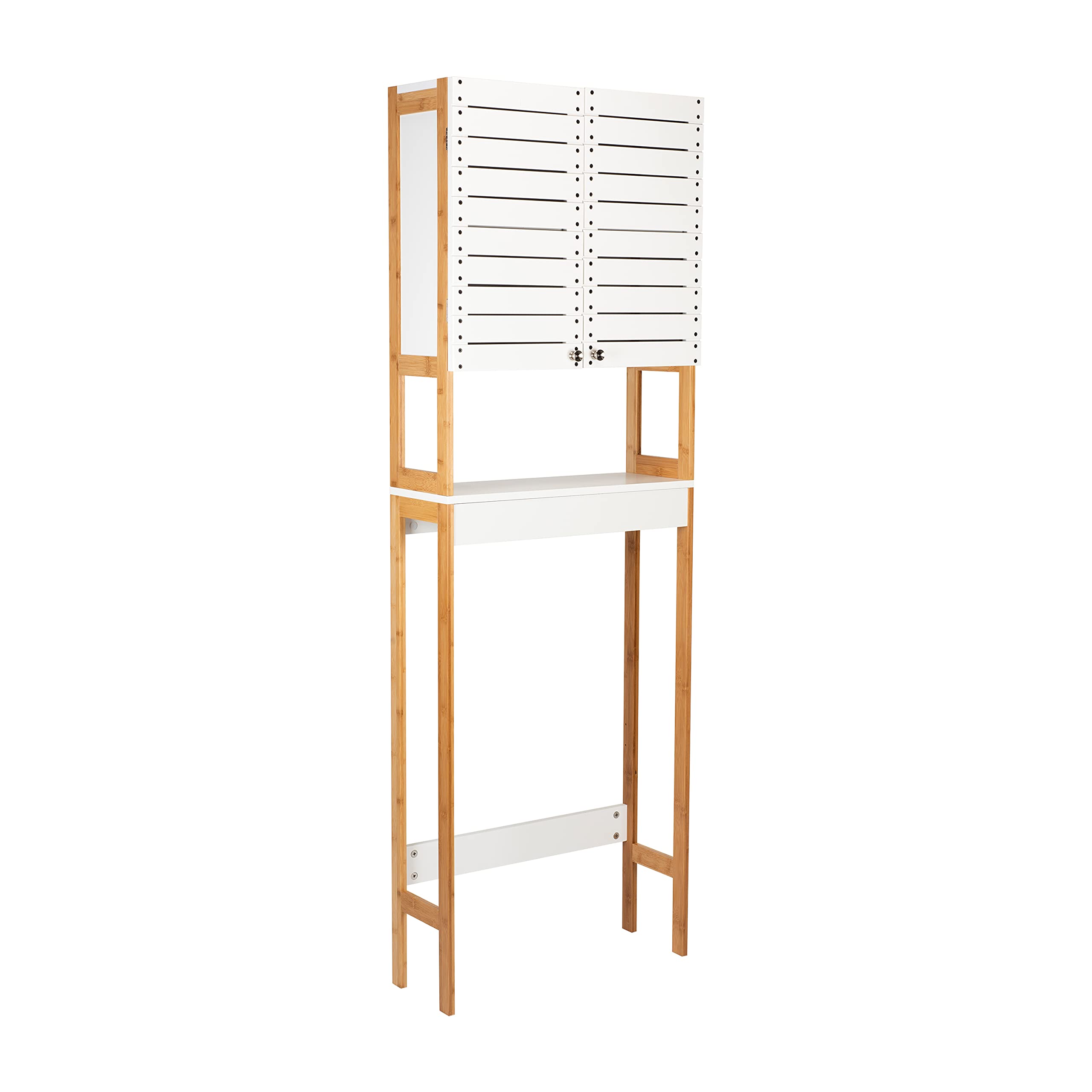 White 3-Tier Over The Toilet Bamboo Storage Cabinet - Space Saving Bathroom Organizer for Towels, Toiletries & Decor | Perfect for Small Bathrooms & Apartments