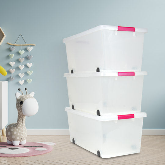 Durable Rolling Storage Box with Wheels - Large Capacity Organizer for Home, Office, or Garage (1090) - Perfect for Storing Clothes, Toys, and Seasonal Items