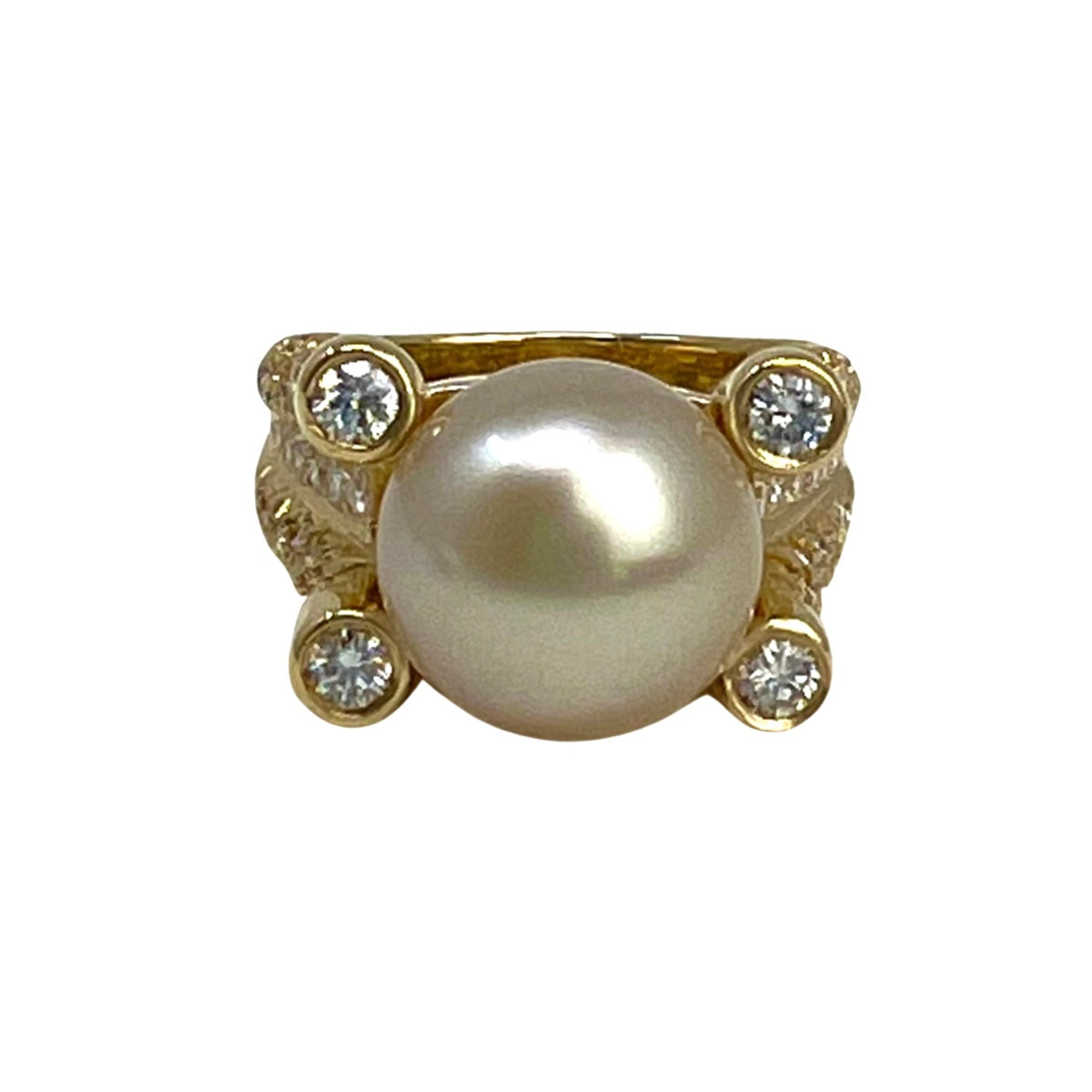 18K Gold Diamond & Pearl Ring for Women - 106 Diamonds & Golden Pearl Engagement Ring, Wedding Band, Anniversary Gift | Perfect for Proposals, Bridal Jewelry & Special Occasions