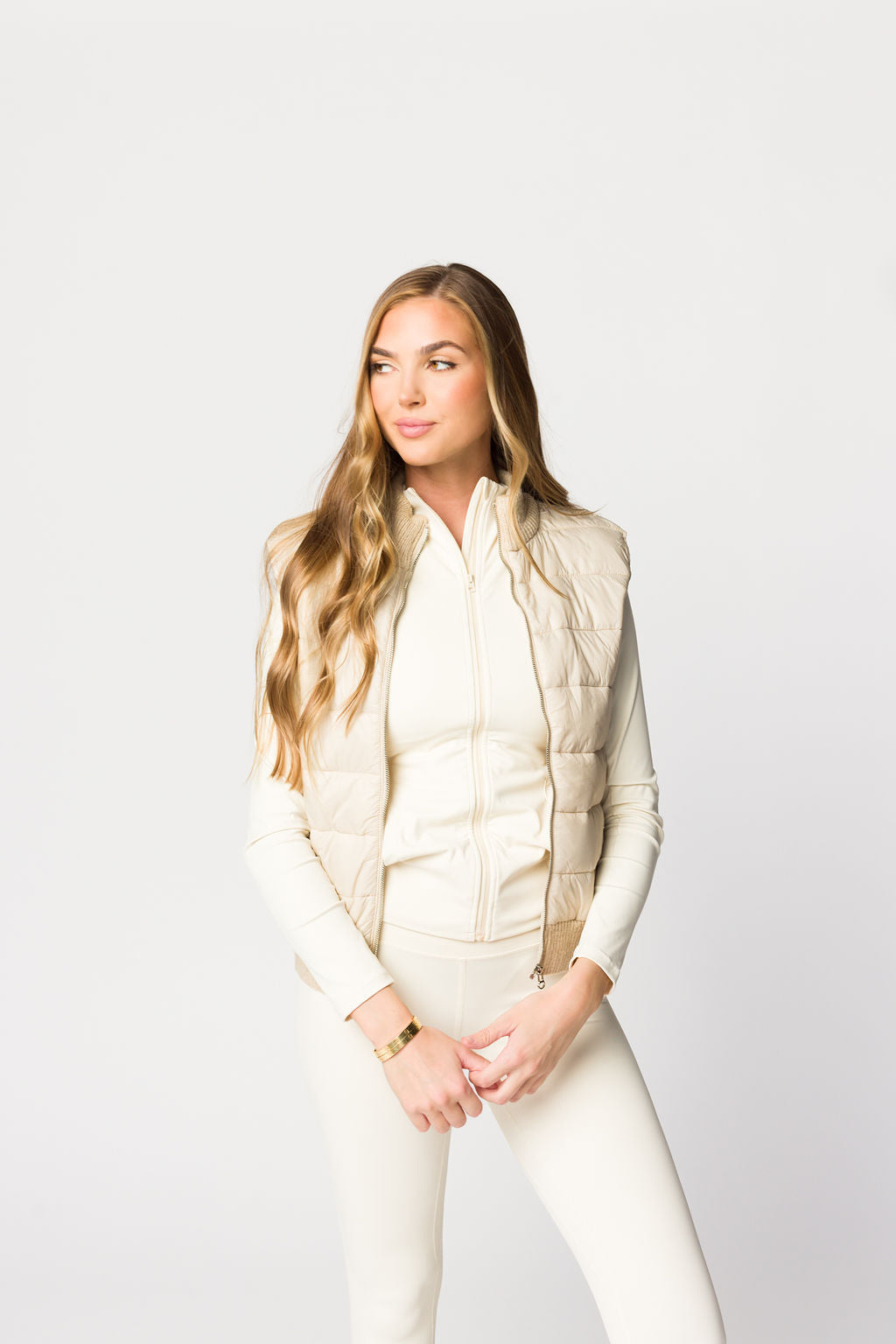 Miley Light Taupe Puffer Vest for Women - Winter Warm Quilted Jacket, Outdoor Hiking & Casual Streetwear Fashion