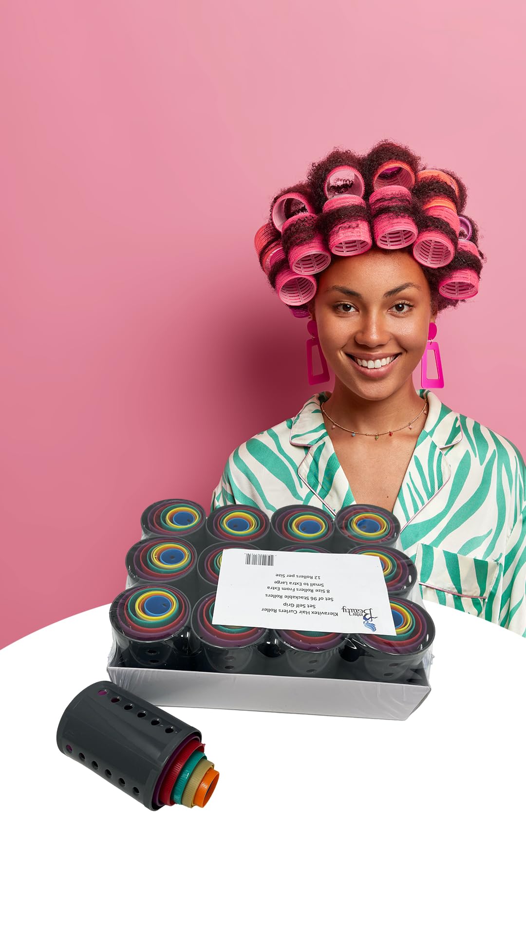 96-Piece Stackable Hair Roller Set - 8 Sizes from XS to XL (12 Rollers Each) - Professional Hair Curlers for Women - Styling Tools for Salon-Quality Waves & Curls at Home - Perfect for DIY Hairstyling, Salon Results & Special Occasions
