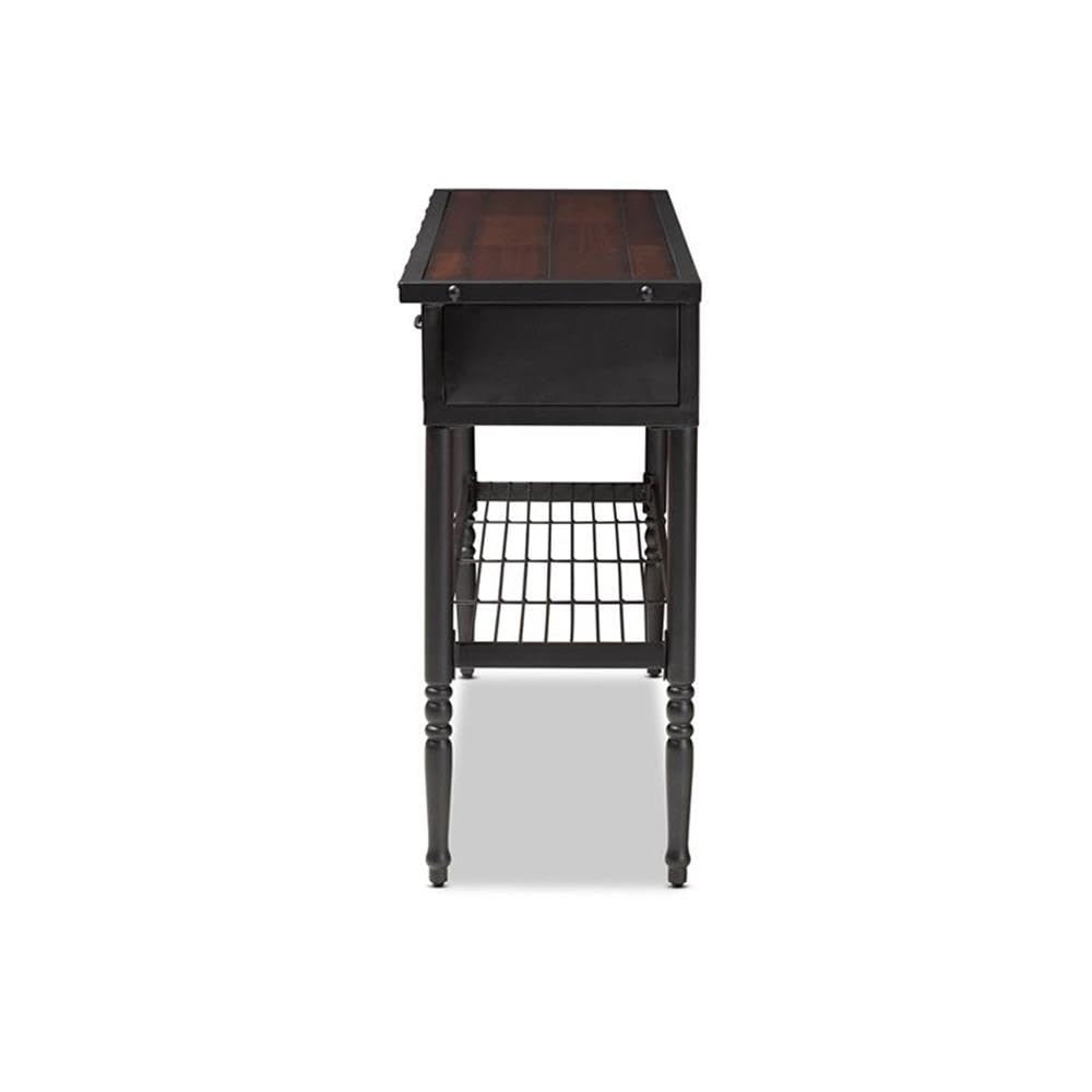 BOWERY HILL 2-Drawer Wood and Metal Sideboard Server in Walnut Brown - Stylish Buffet Cabinet for Dining Room, Living Room, or Entryway Storage