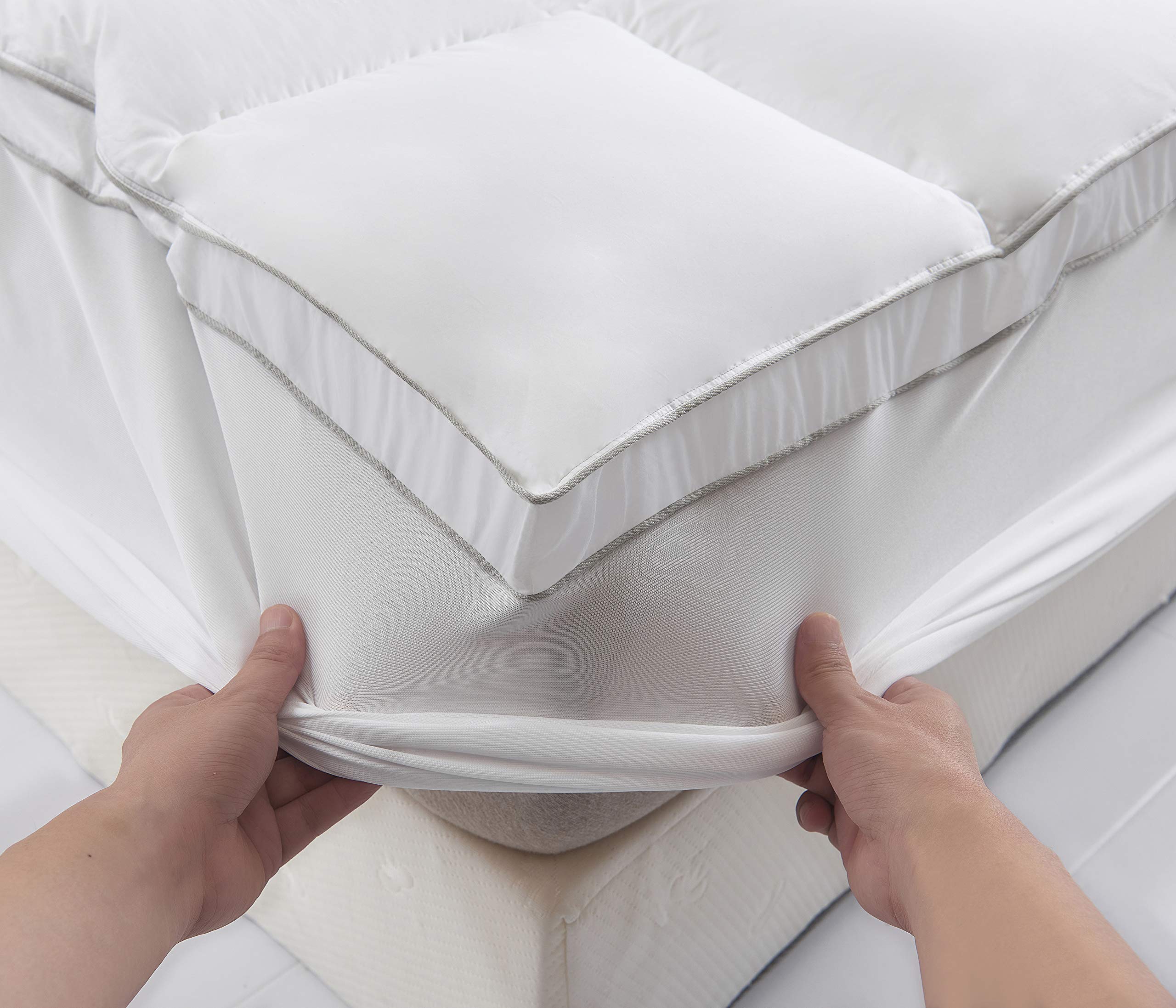 COMFORT BOOST™ Extra Thick Cooling Mattress Topper - Breathable Pillowtop Down Alternative Mattress Pad with Deep Pockets (8-21