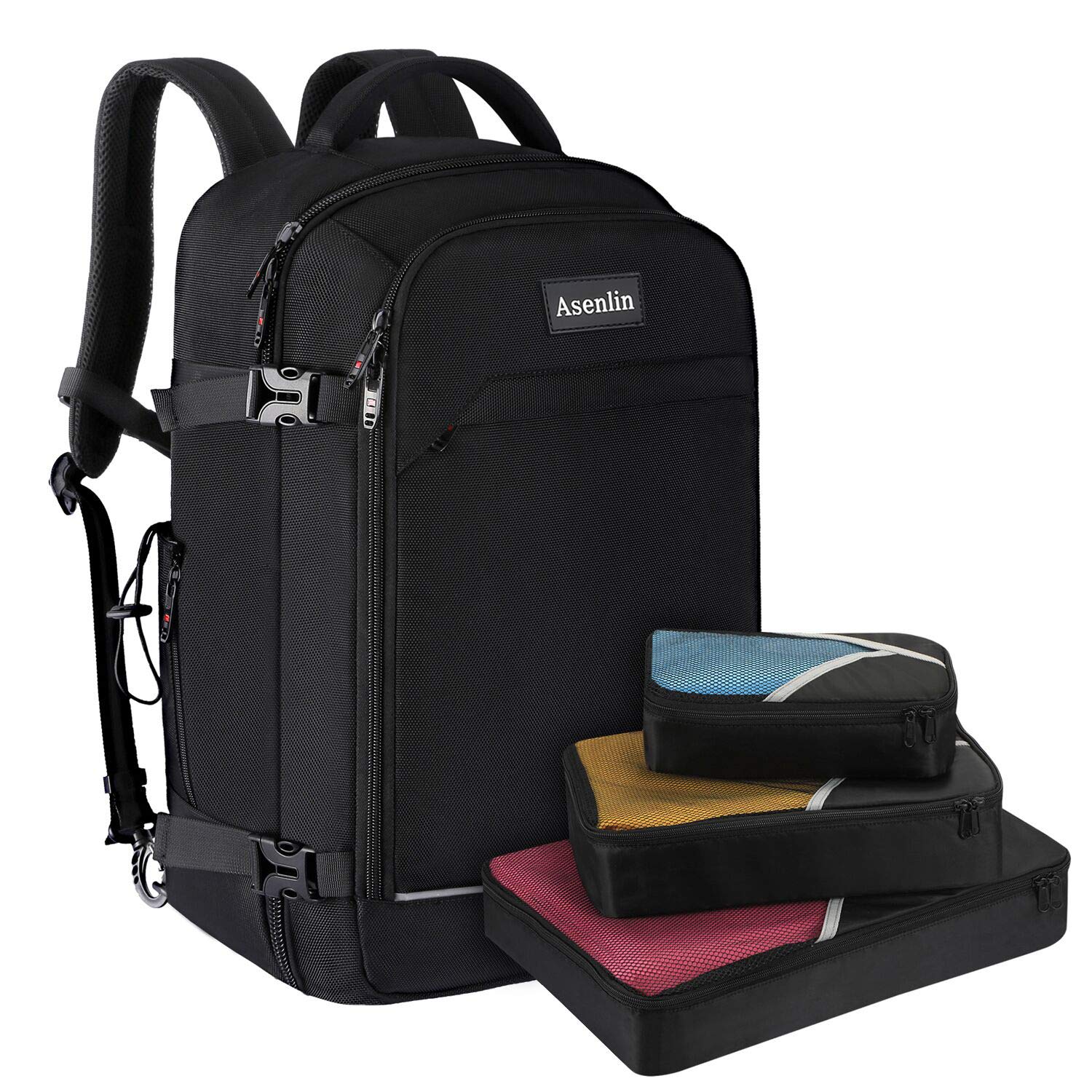 40L Waterproof Travel Backpack for Women & Men - Flight Approved Carry On for Laptops & Weekenders - Black