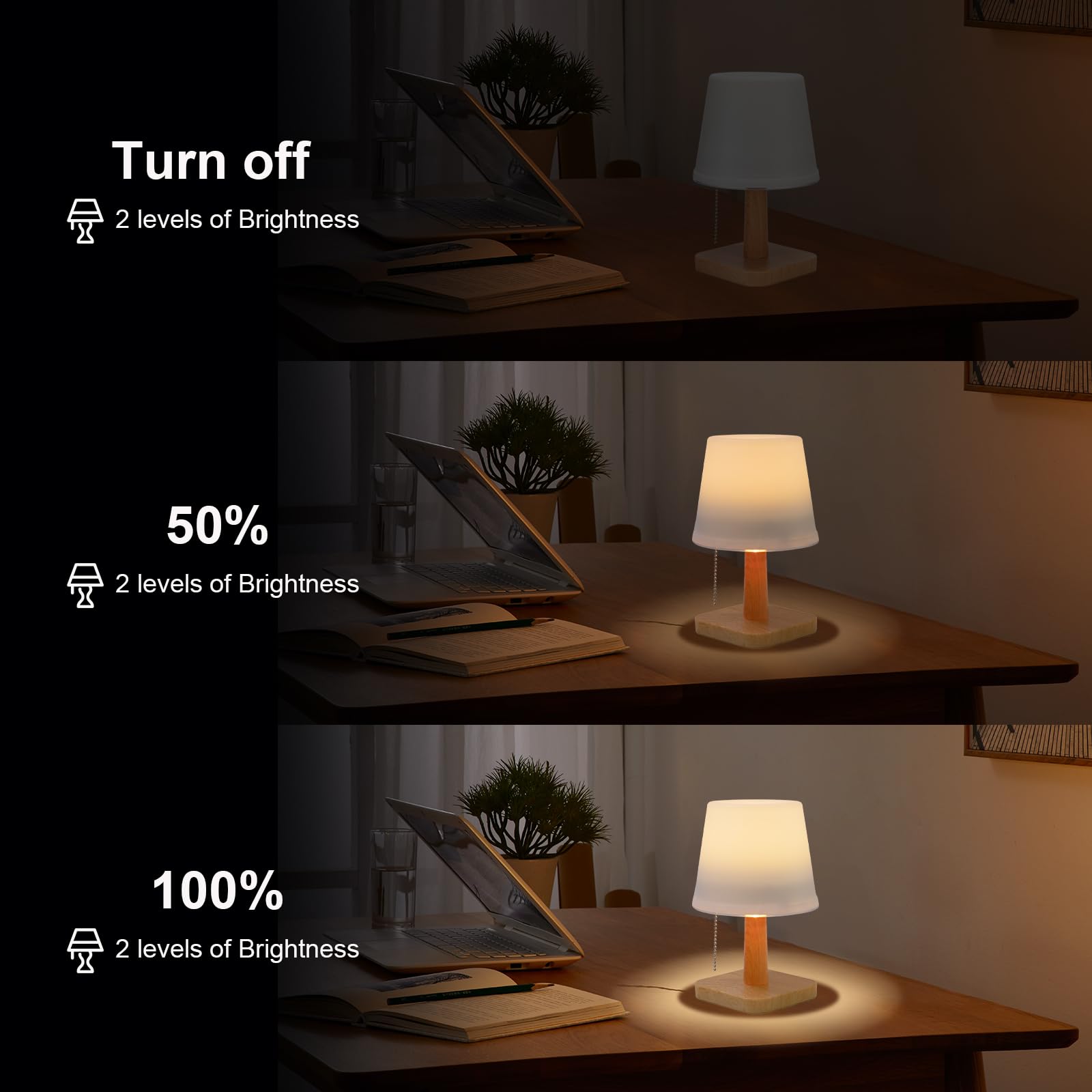 Pearlstar LED Solar Table Lamp - 2 Pack, White Outdoor Solar Powered Lights for Patio, Garden, Yard, Coffee Table - 2 Lighting Modes, Auto On/Off - Perfect for Nighttime Ambiance, Outdoor Dining, and Cozy Indoor Desk Lighting