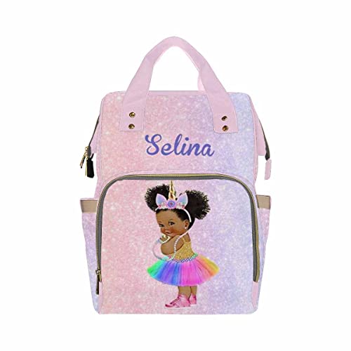Personalized Diaper Bag Backpack for Black Girls - Custom Name Embroidery, Large Capacity Baby Bag for Travel, Daycare & Outings - Perfect Gift for Moms