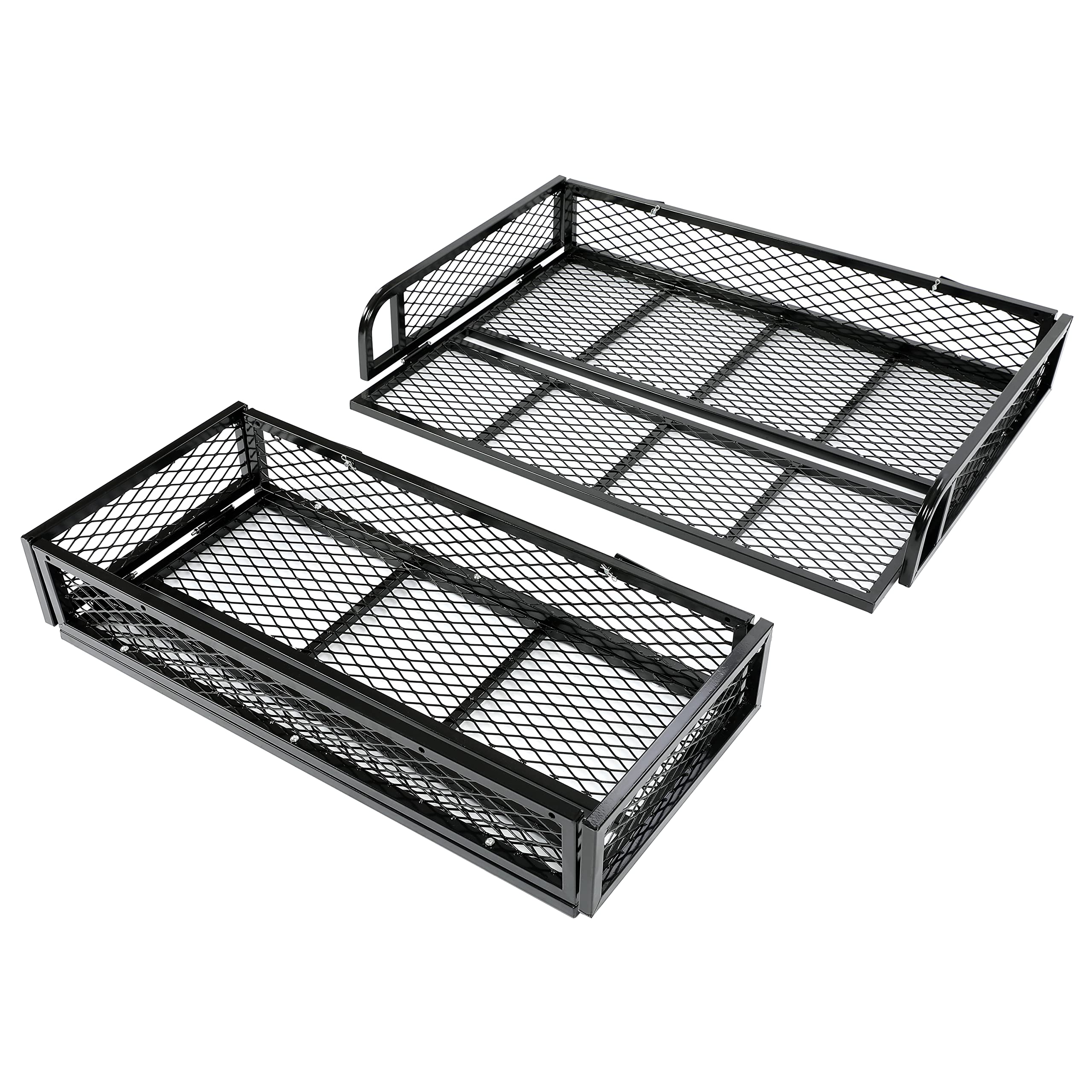 KUAFU Universal ATV Front and Rear Cargo Basket - Heavy Duty Black Steel Mesh Luggage Carrier Rack for Outdoor Adventures, Hunting, Camping and Off-Roading
